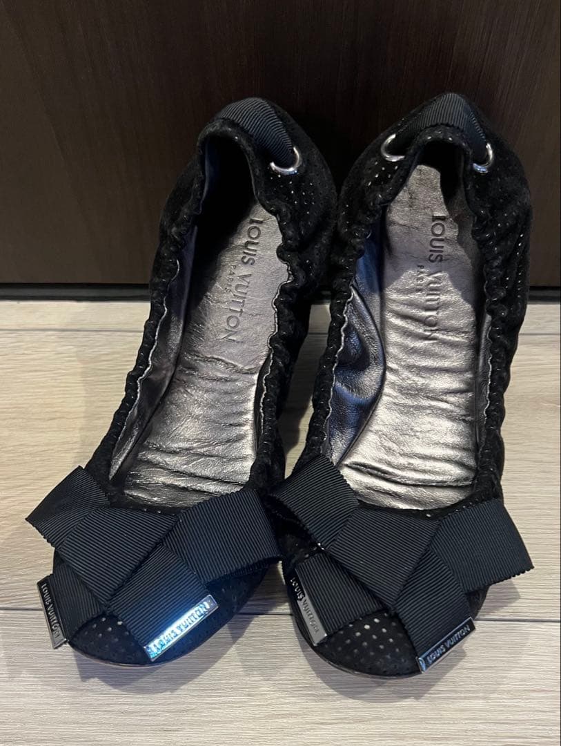 ルイヴィトン バレエシューズ LV 黒 刻印あり 靴 LOUIS VUITTON