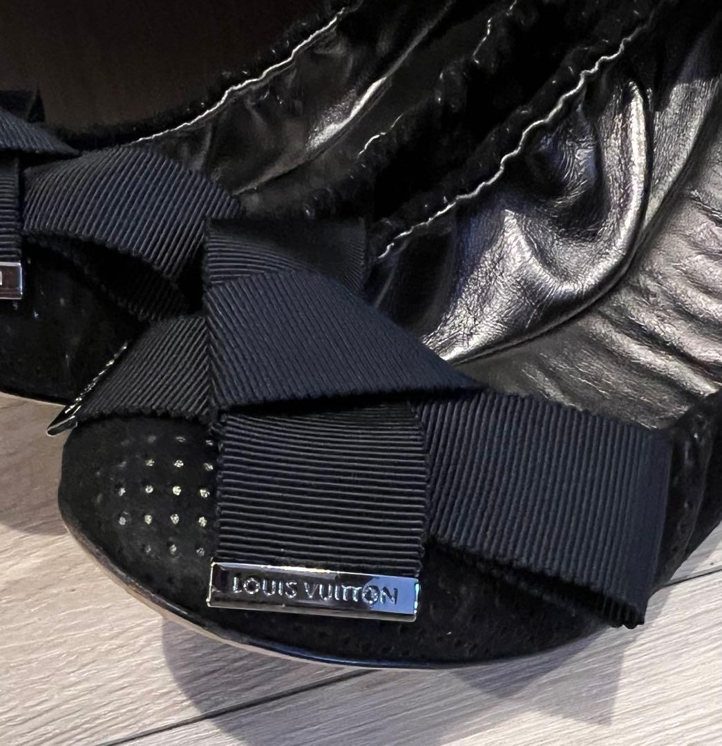 ルイヴィトン バレエシューズ LV 黒 刻印あり 靴 LOUIS VUITTON