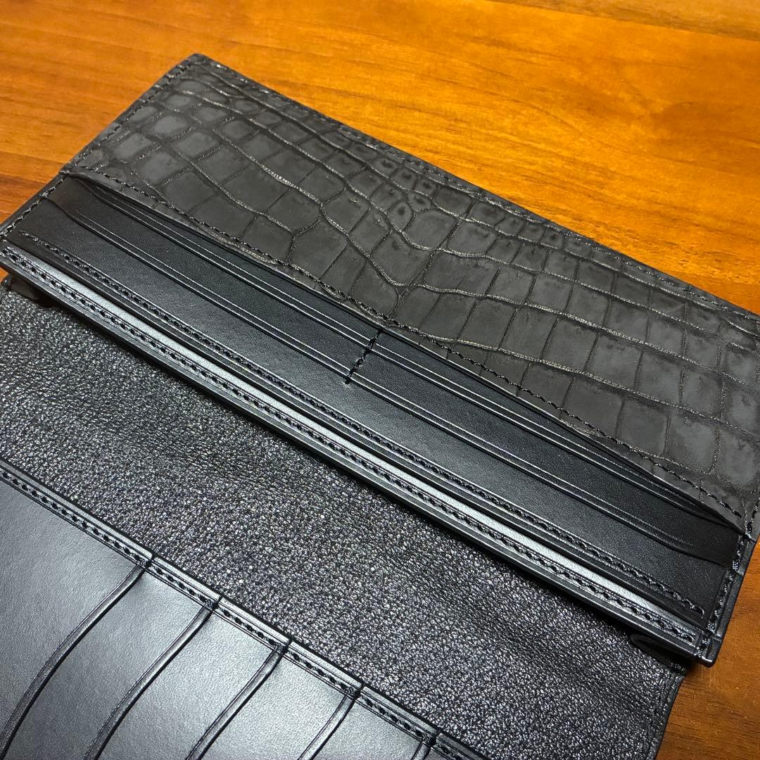 【新品未使用】馬車道今井 ヌバッククロコダイル二つ折り長財布