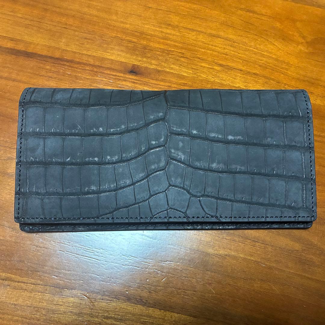 【新品未使用】馬車道今井 ヌバッククロコダイル二つ折り長財布