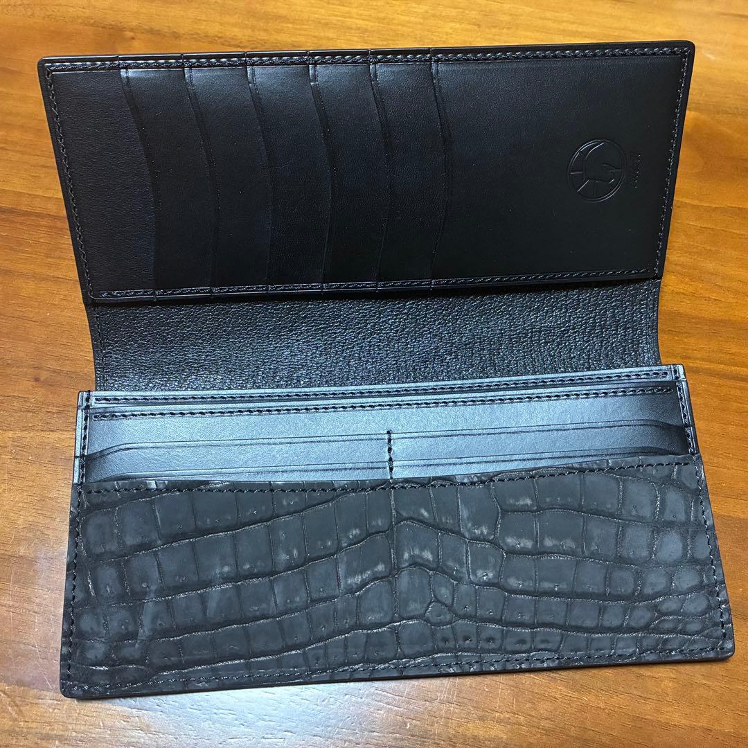 【新品未使用】馬車道今井 ヌバッククロコダイル二つ折り長財布