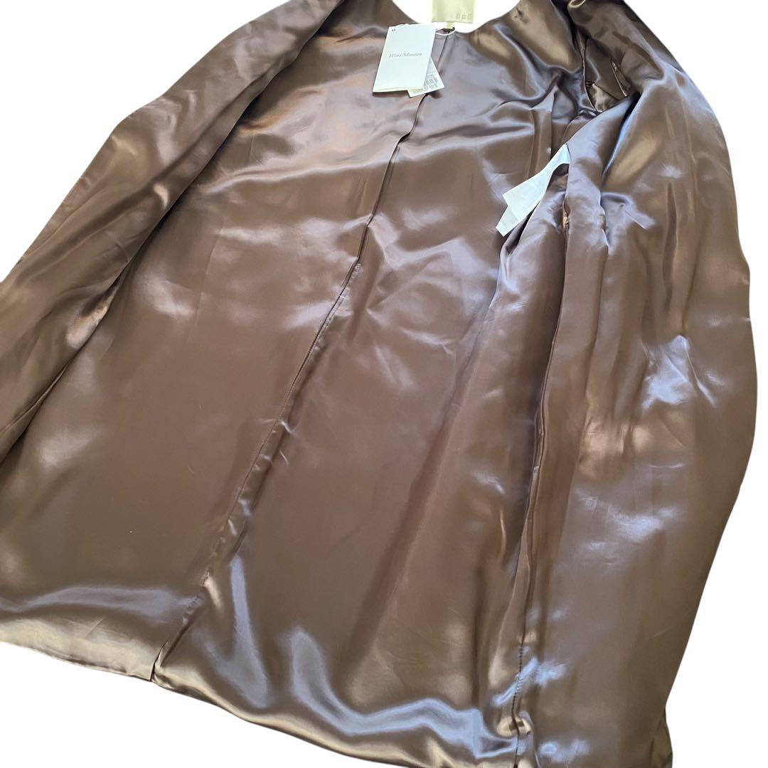 新品タグ付　自由区　ウールムートン　ロングコート　ノーカラー　グレー