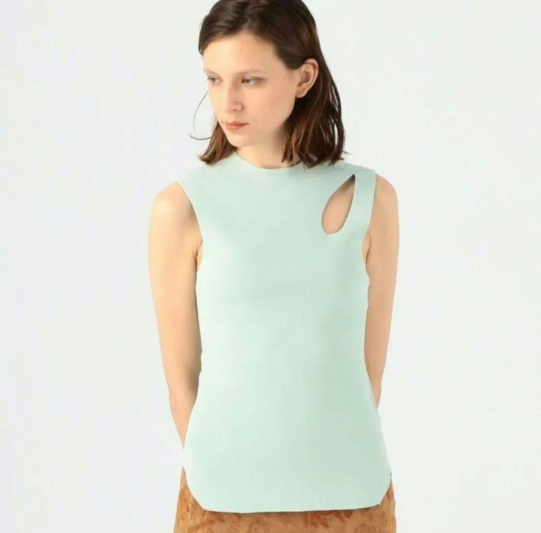 【新品未使用タグ付】 マメクロゴウチ HOLE KNITTED TOP Sサイズ