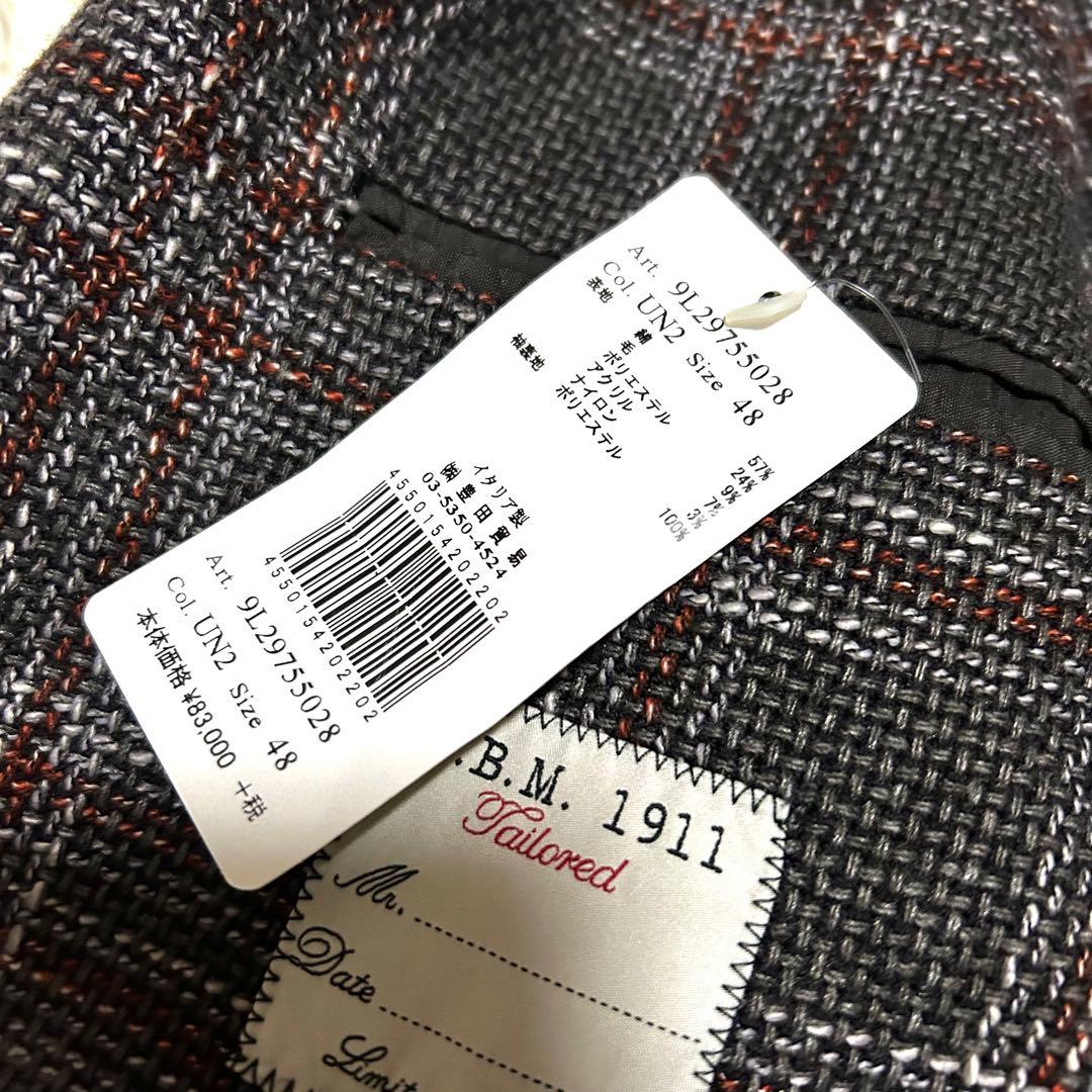 未使用タグ付　L.B.M.1911 チェック　アンコンジャケット　2ボタン　48