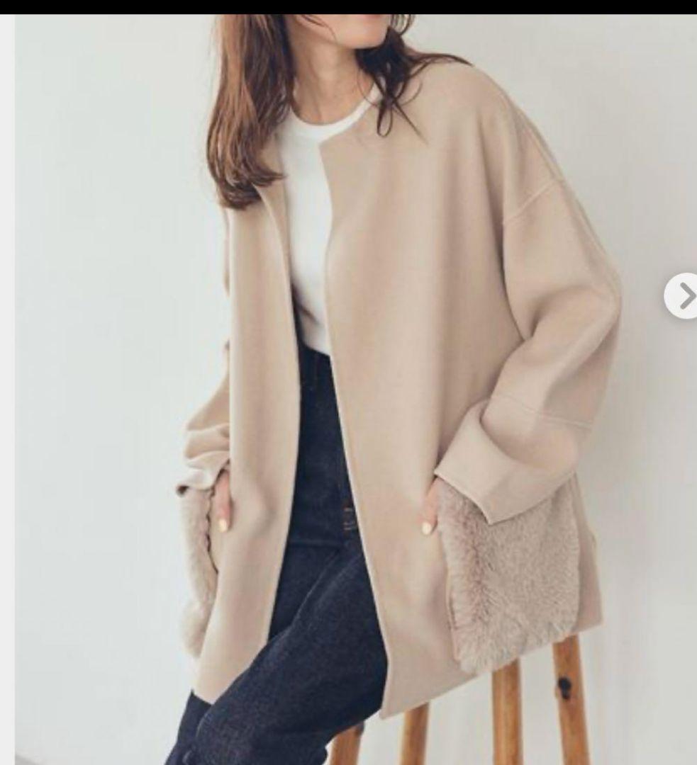 ちかぴょん☆　MilaOwen 2wayファーポケットリバーコート　М