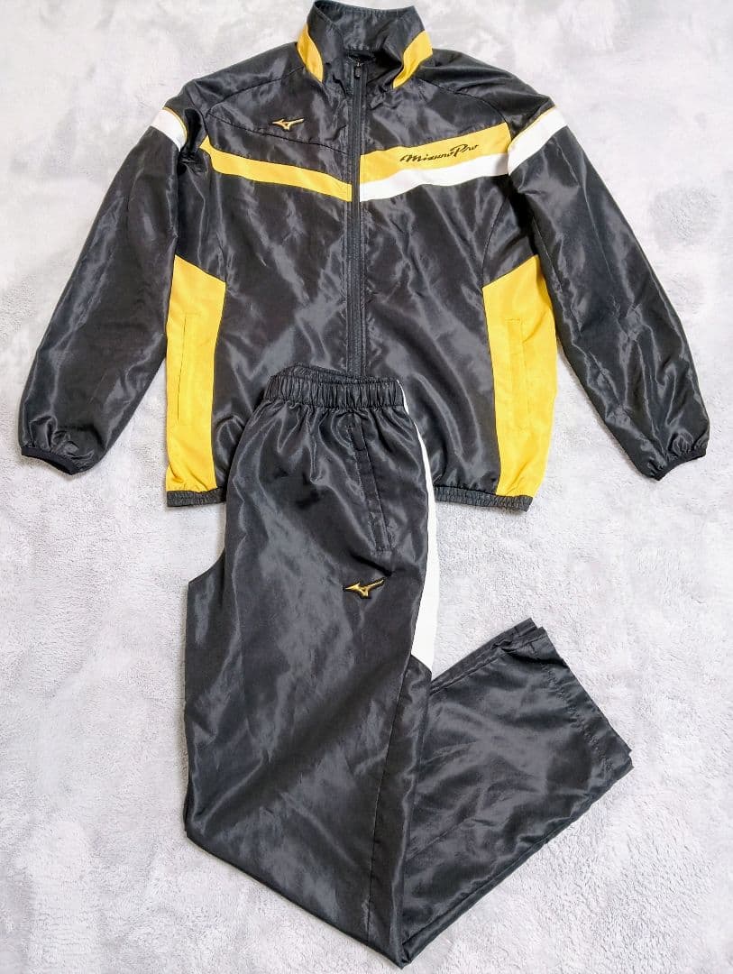 MizunoProミズノプロ ナイロンフルジッパー ジャケット 黒金Oサイズ上下