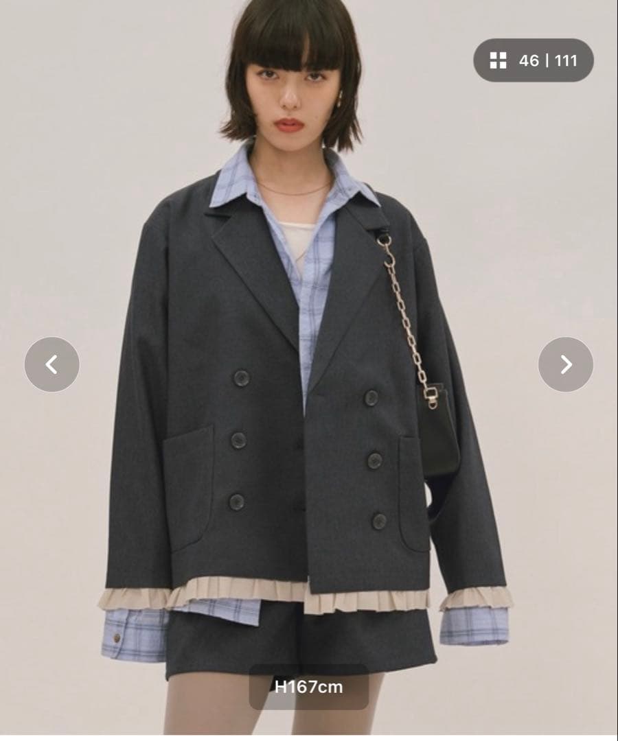 loin nuit フリルレイヤードデザインジャケット　ネイビー