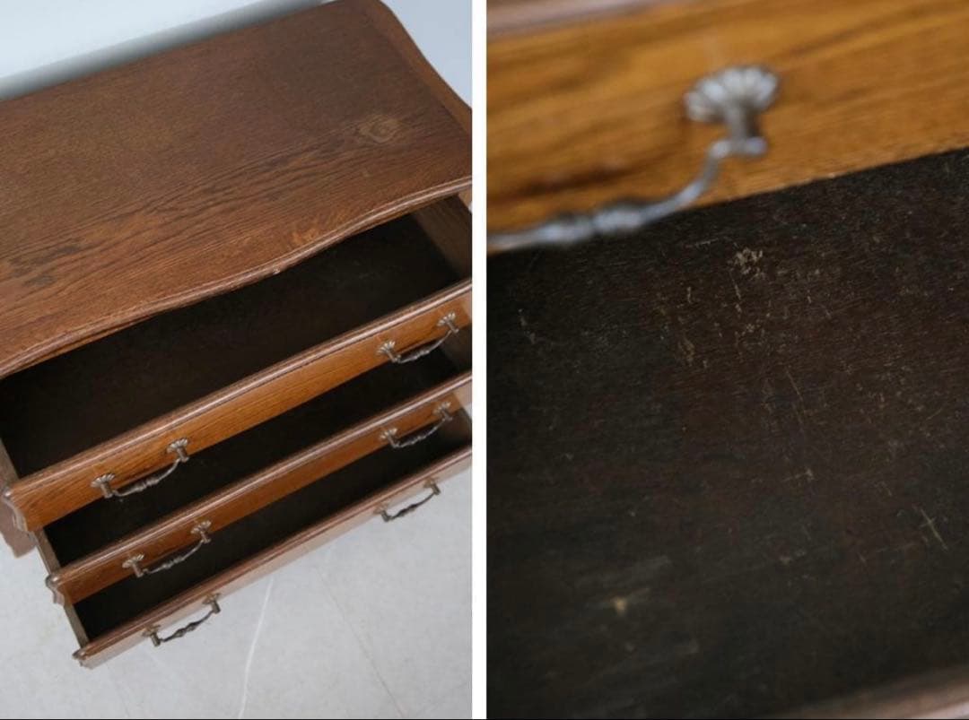 アンティーク猫脚3段チェスト/フランス輸入/ドロワー/飾り棚