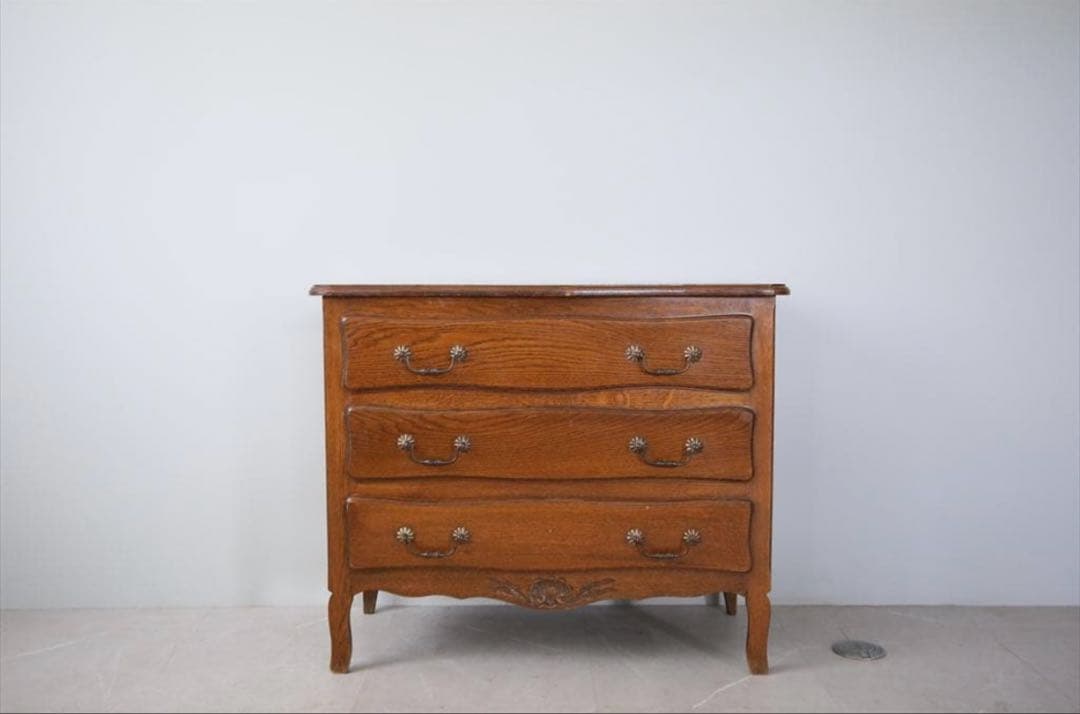 アンティーク猫脚3段チェスト/フランス輸入/ドロワー/飾り棚