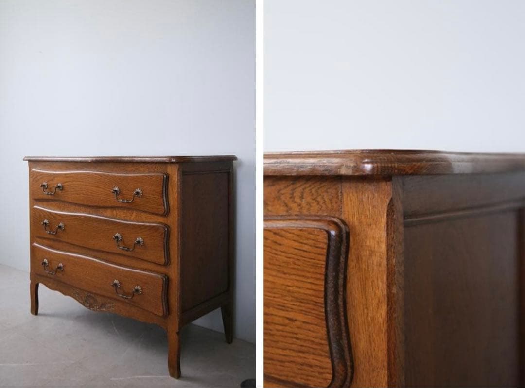 アンティーク猫脚3段チェスト/フランス輸入/ドロワー/飾り棚