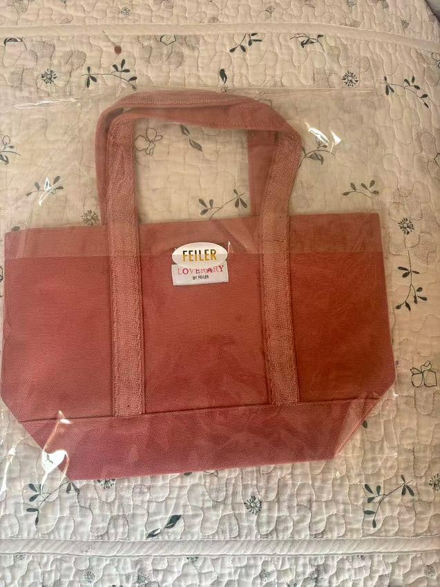 【美品】フェイラー　オールドテディガールワッペントートバッグ(小) ピンク