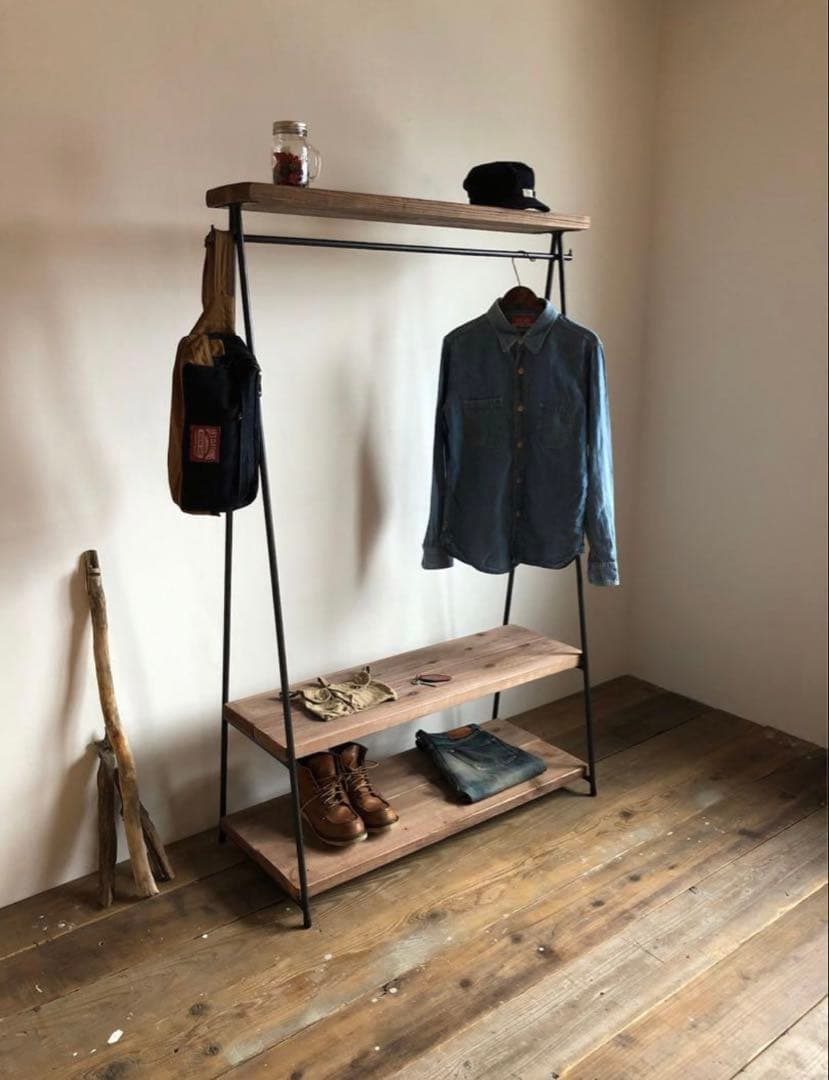 限定価格★ 数量限定　2段　特大　ハンガーラック　古材　収納　ディスプレイラック