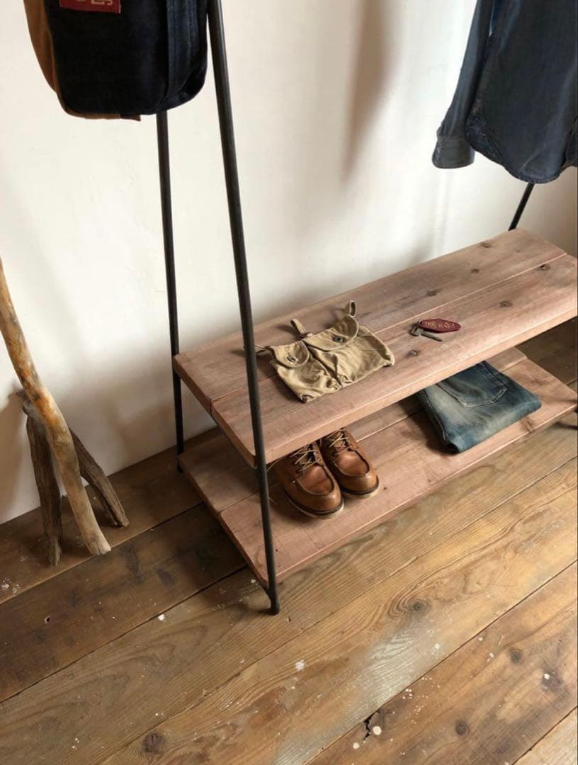 限定価格★ 数量限定　2段　特大　ハンガーラック　古材　収納　ディスプレイラック