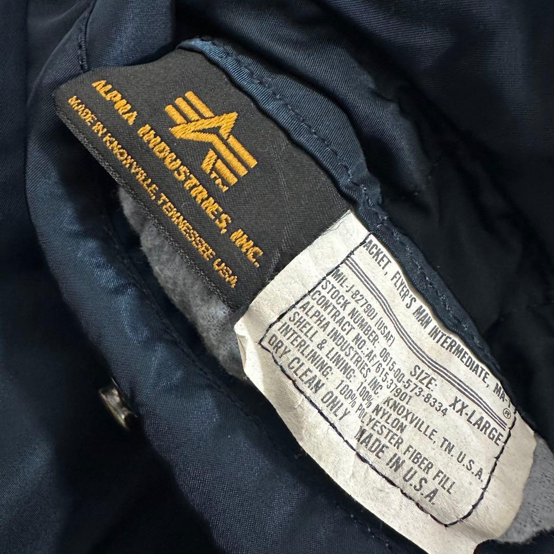90s USA製 ALPHA INDUSTRIES【XXL】 MA-1 ネイビー