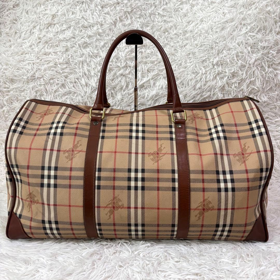 ✨美品✨バーバリー ボストンバッグ ノバチェック ホースロゴ 2way PVC