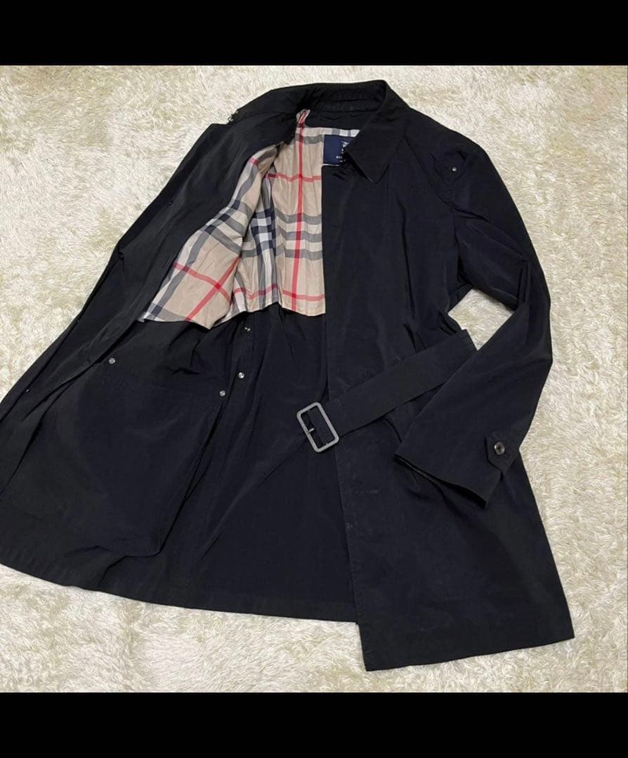 【✨大きいサイズ✨】バーバリーロンドン　ステンカラーコート　ベルテッド　黒　LL