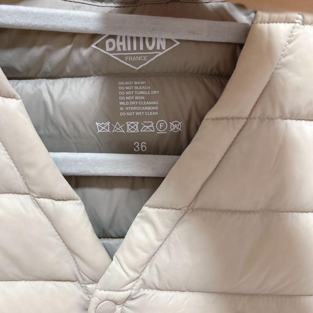 希少 DANTON オイスターホワイト　アイボリー　Vネック　ダウンベスト　36