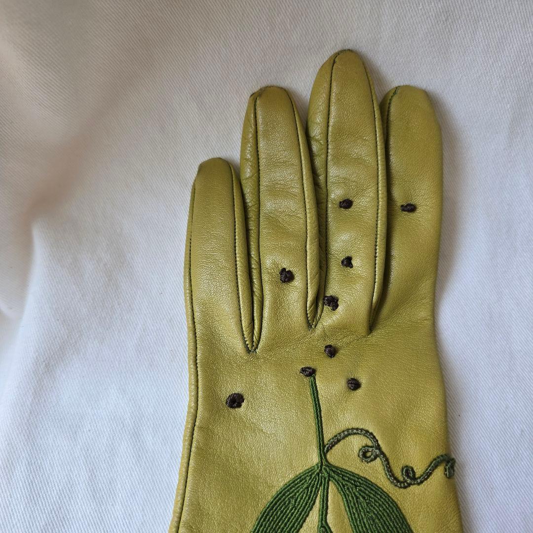 ISABEL CANOVAS フランスヴィンテージ　刺繍レザー手袋&ベルトセット