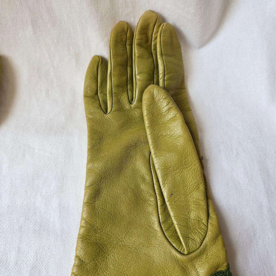 ISABEL CANOVAS フランスヴィンテージ　刺繍レザー手袋&ベルトセット