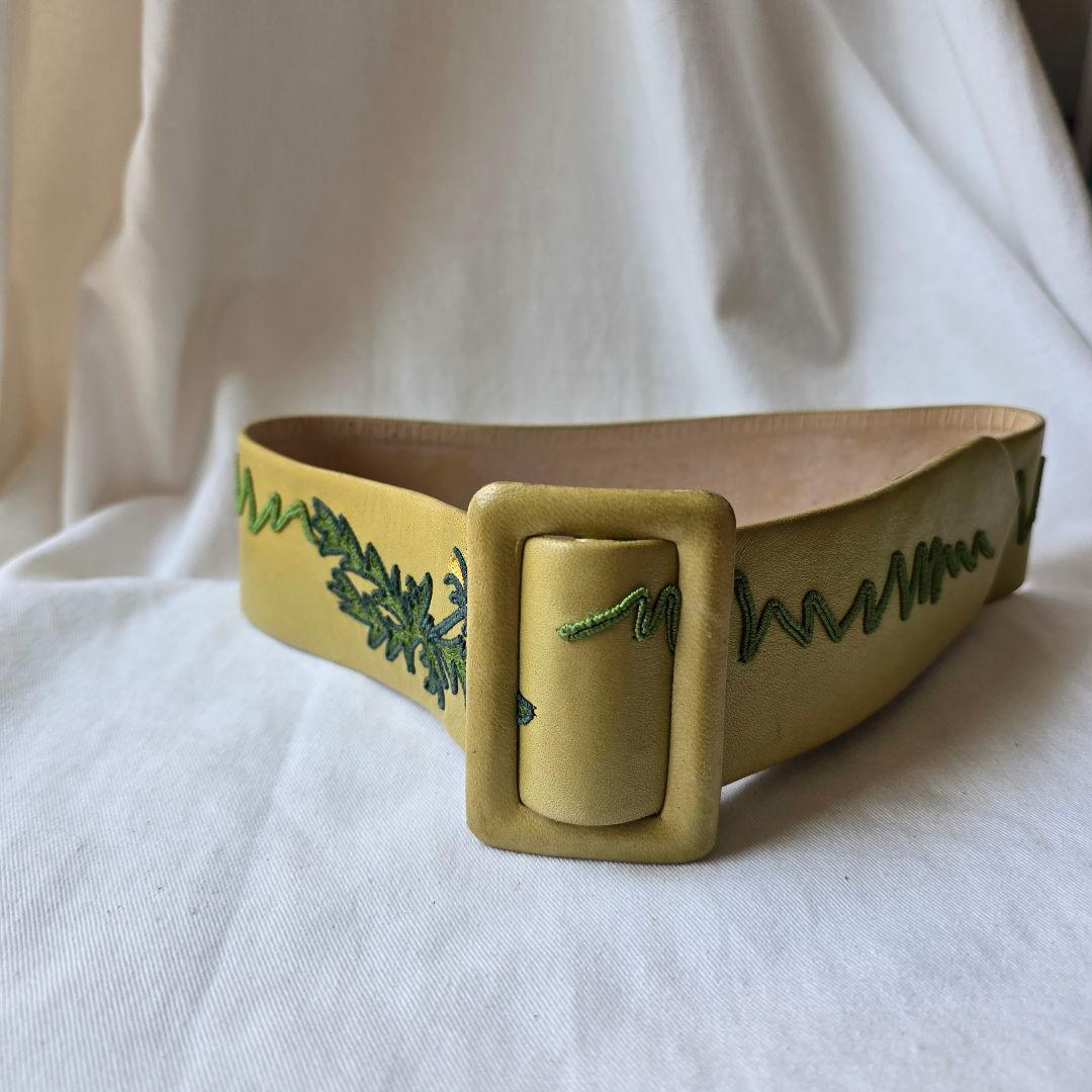 ISABEL CANOVAS フランスヴィンテージ　刺繍レザー手袋&ベルトセット