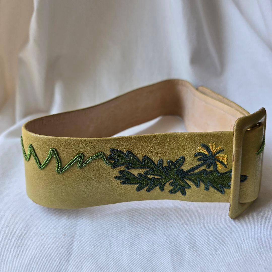 ISABEL CANOVAS フランスヴィンテージ　刺繍レザー手袋&ベルトセット