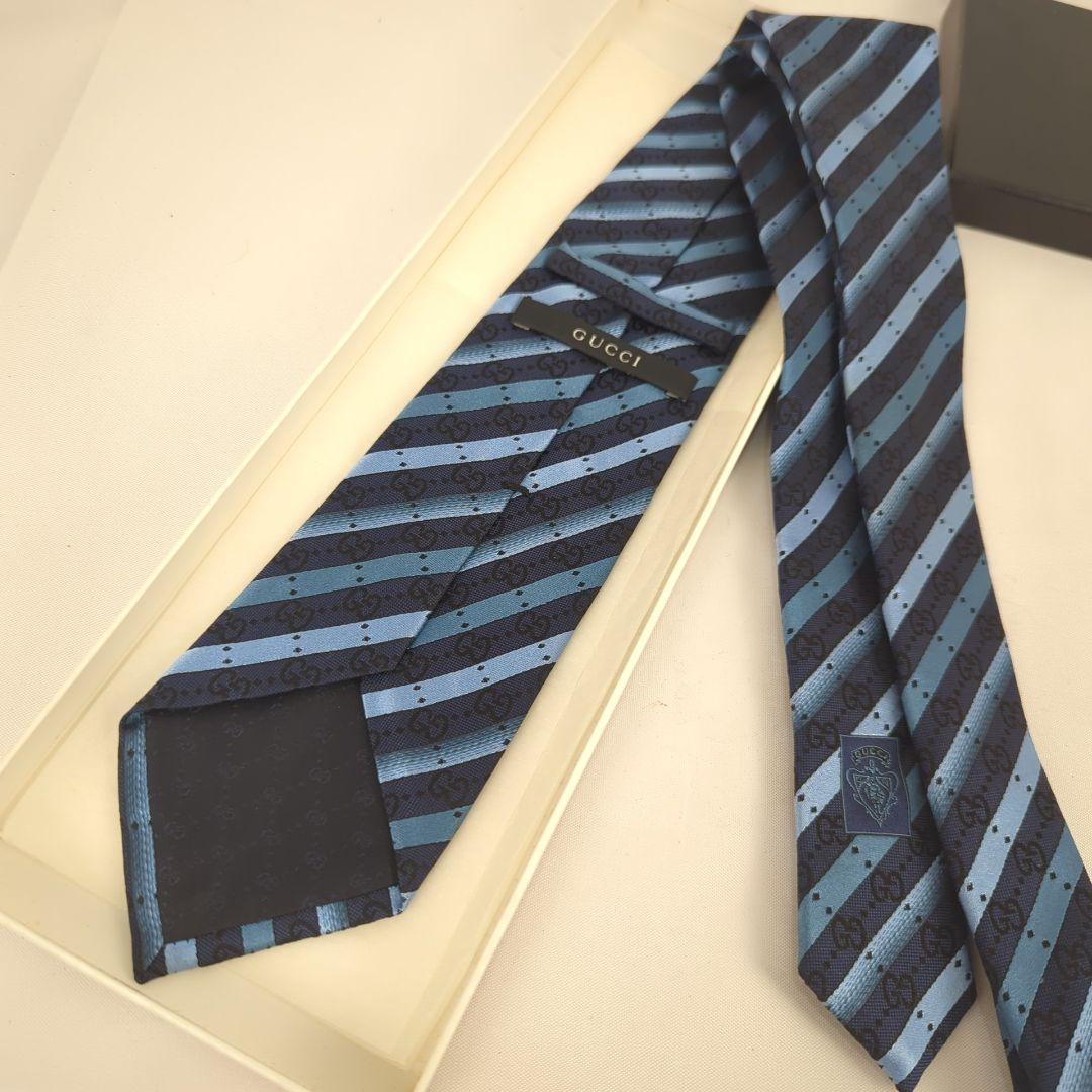 【新品 未使用級】GUCCI グッチ ストライプ GG柄 ネクタイ