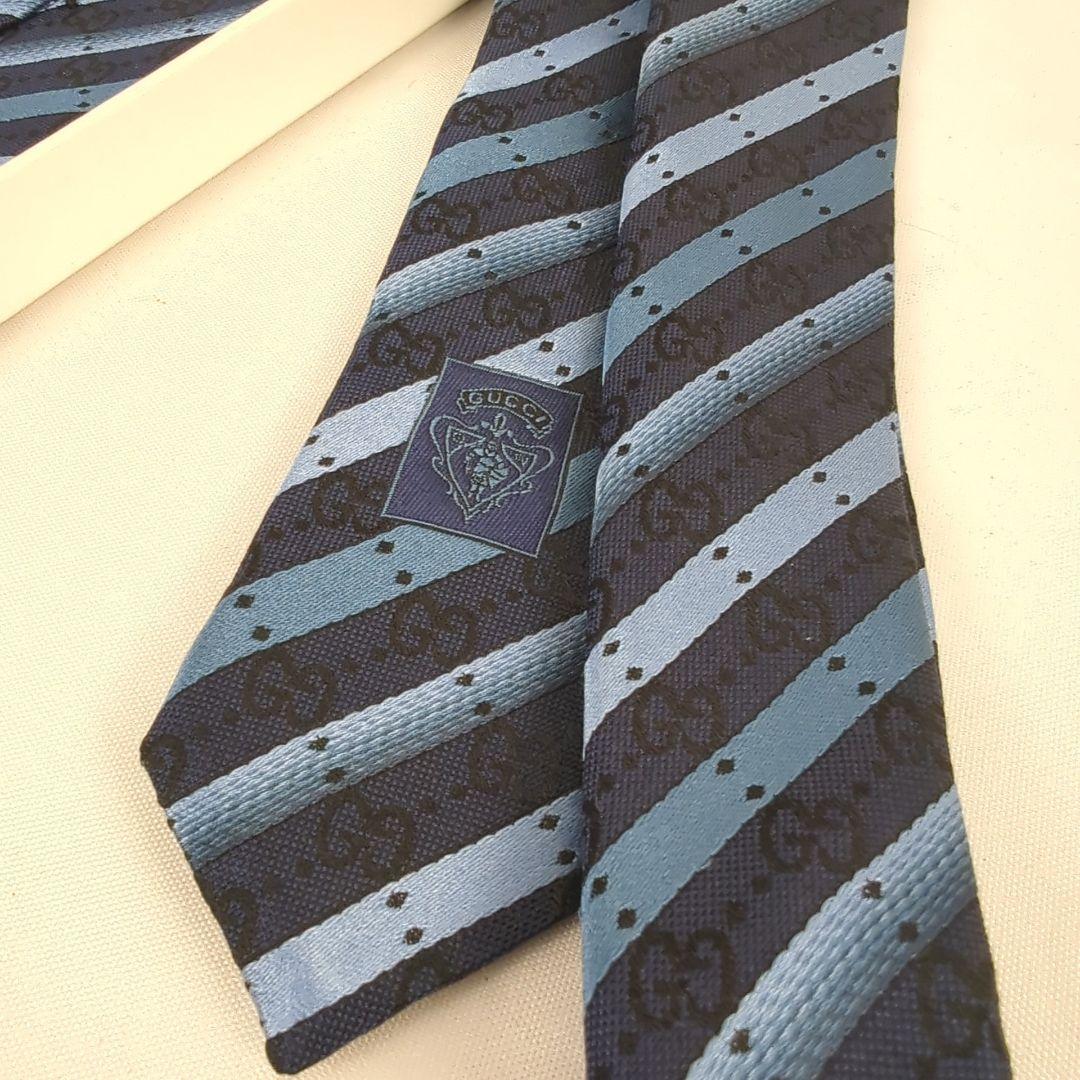 【新品 未使用級】GUCCI グッチ ストライプ GG柄 ネクタイ