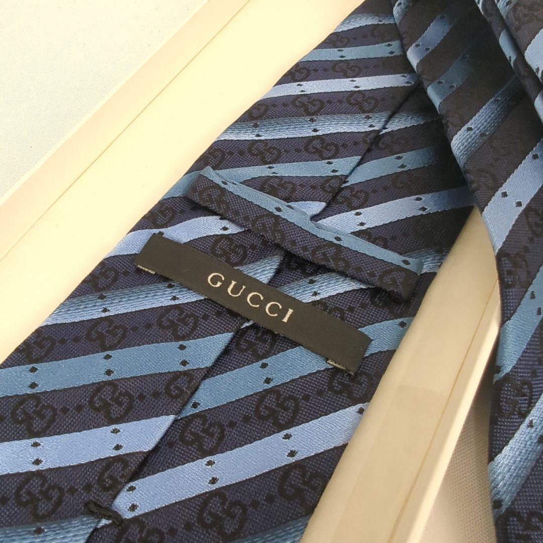【新品 未使用級】GUCCI グッチ ストライプ GG柄 ネクタイ