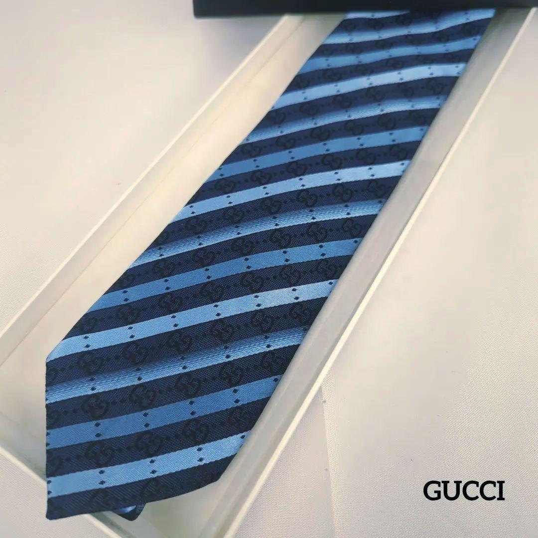 【新品 未使用級】GUCCI グッチ ストライプ GG柄 ネクタイ