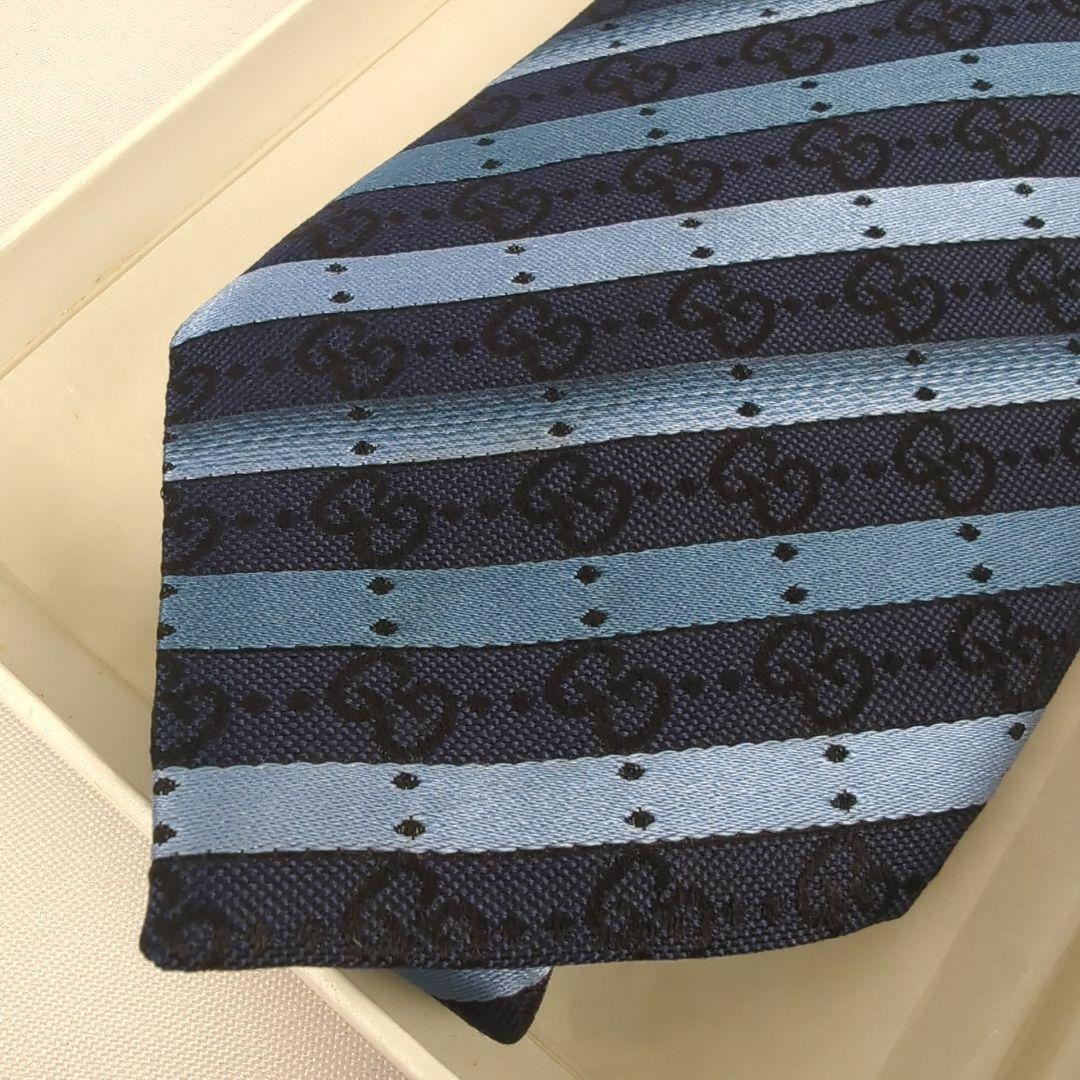 【新品 未使用級】GUCCI グッチ ストライプ GG柄 ネクタイ