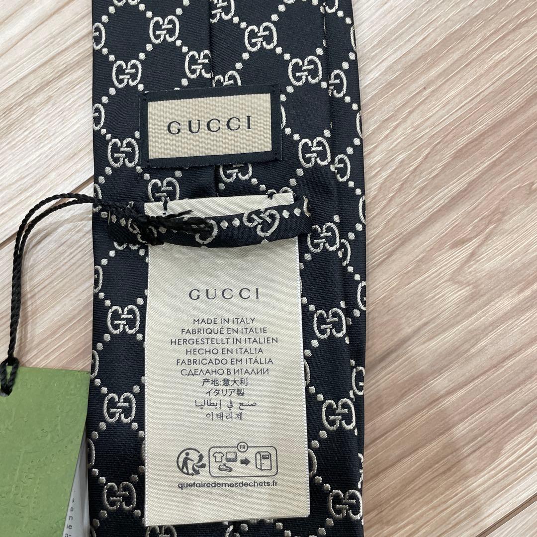 新品！未使用！GUCCI シルク ネクタイ ブラック GGロゴ
