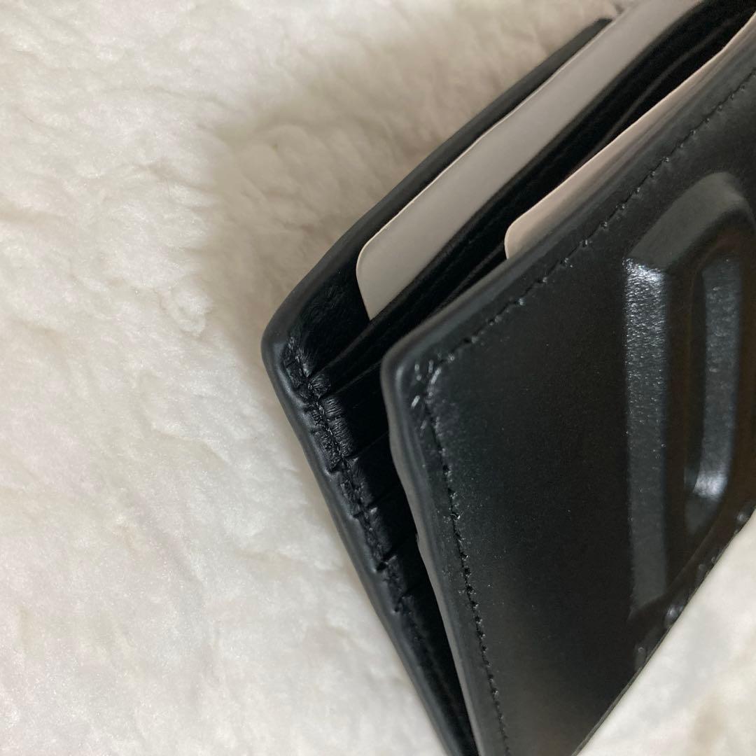 非売品✨箱付き DIESEL 3Dロゴ 二つ折り財布 レザー　ブラック　限定