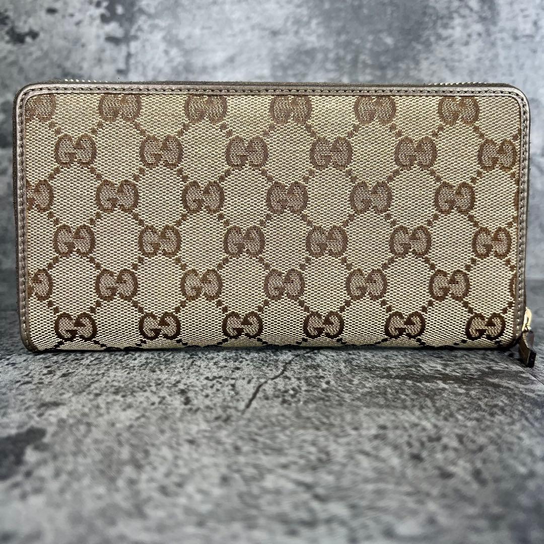 GUCCI GGキャンバス ラウンドファスナー 長財布