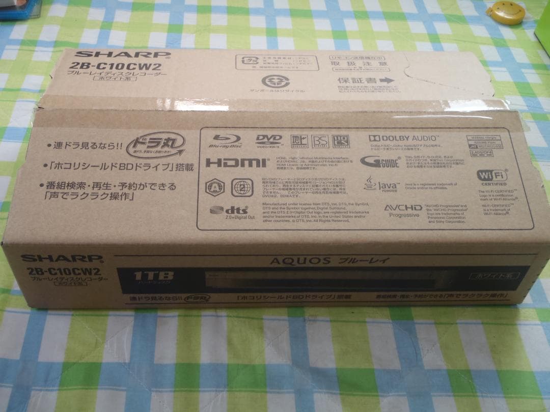 SHARP　AQUOS　ブルーレイレコーダー　2B-C10CW2　２０２１年製