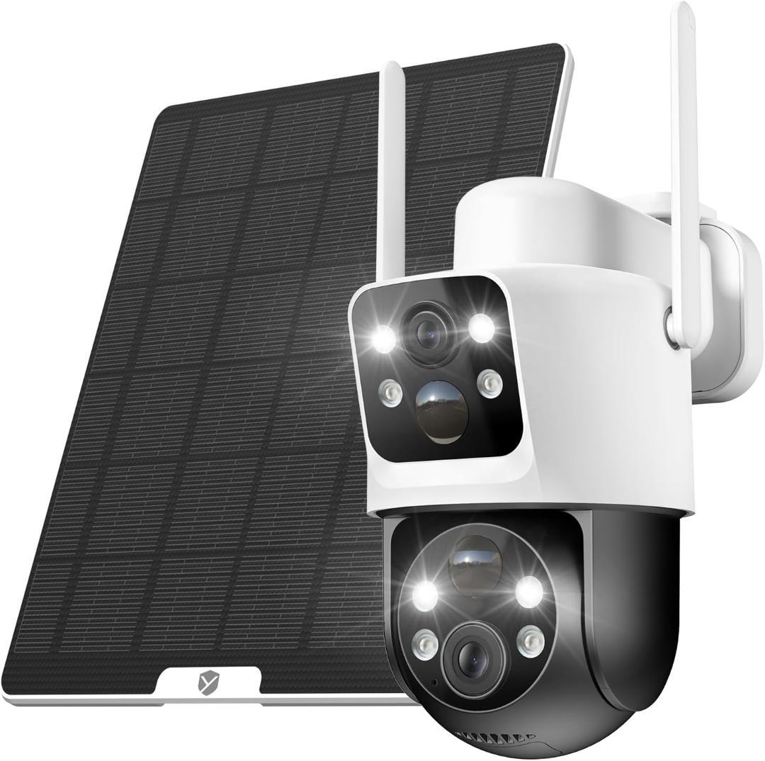 ✨新品未使用✨防犯カメラ360°死角なし ソーラー＆AI検知対応 人感センサー