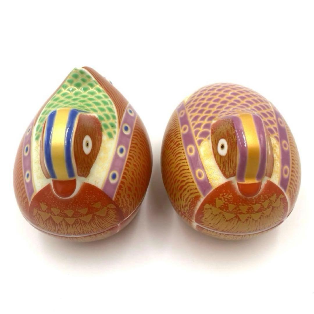 【☆お得なお品☆】【新品】有田焼幸楽窯　錦琳派おしどり蓋物雄雌セット　縁起物