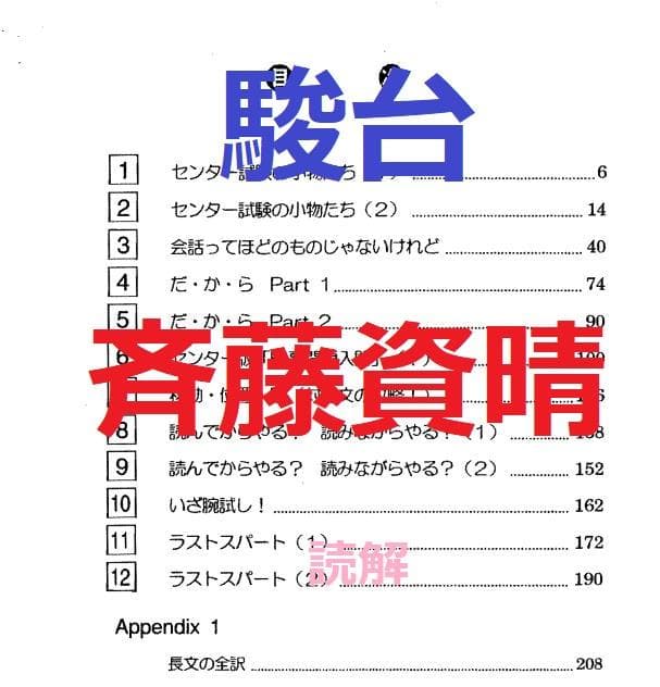【駿台SateNet21】『英語センター試験対策　後期　斎藤資晴師』　　+α