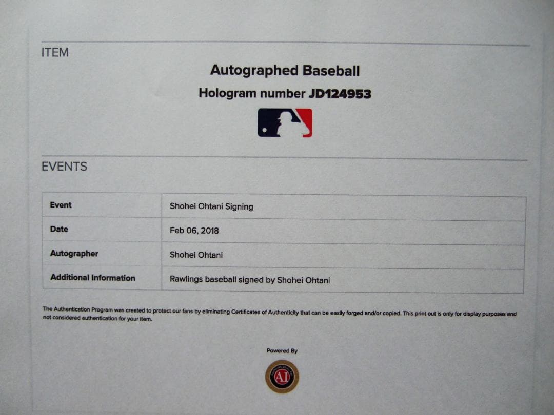 2018　TOPPS社　大谷翔平選手　ルーキーイヤー 直筆サインボール