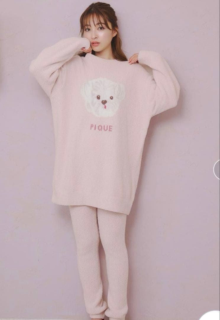 ジェラートピケ　メレンゲドッグ柄ミニワンピ＆レギンスセット