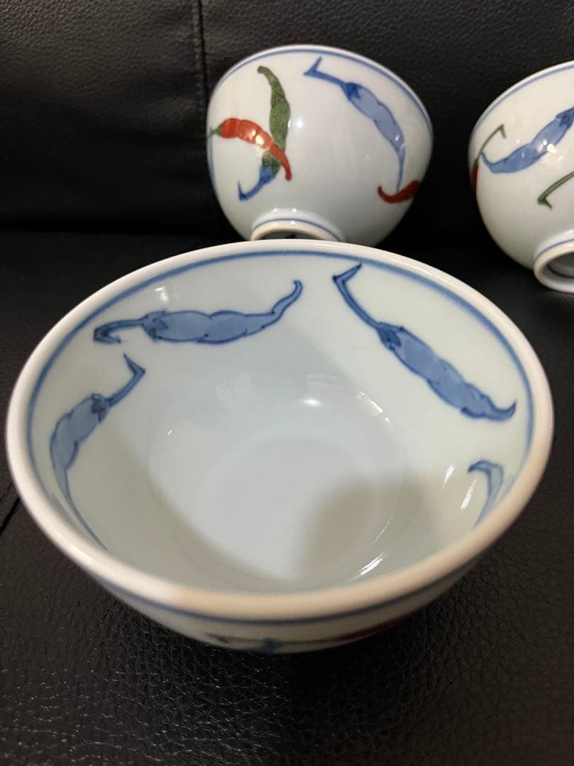 源右衛門 染錦胡椒絵 飯碗 小丼4個【新品未使用】箱あり