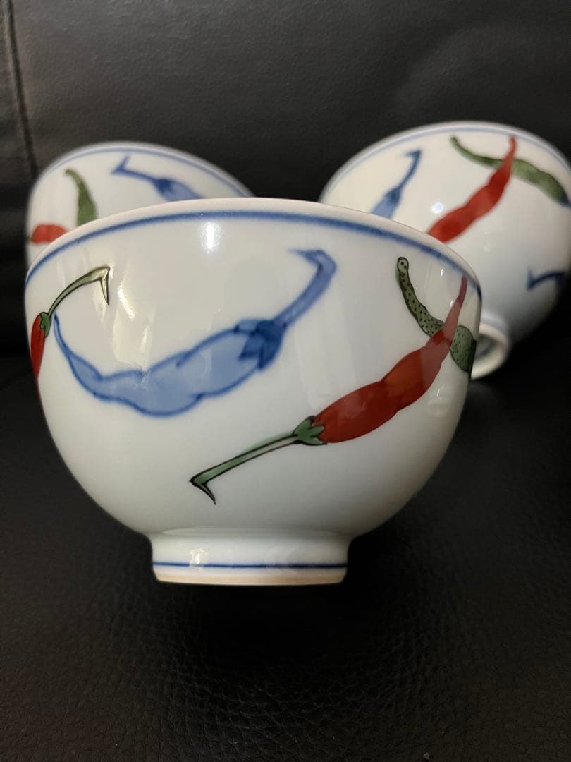 源右衛門 染錦胡椒絵 飯碗 小丼4個【新品未使用】箱あり