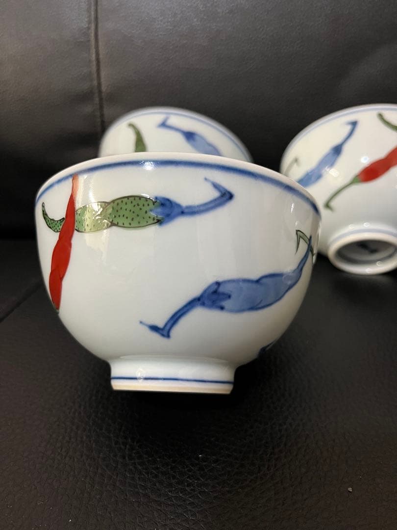 源右衛門 染錦胡椒絵 飯碗 小丼4個【新品未使用】箱あり