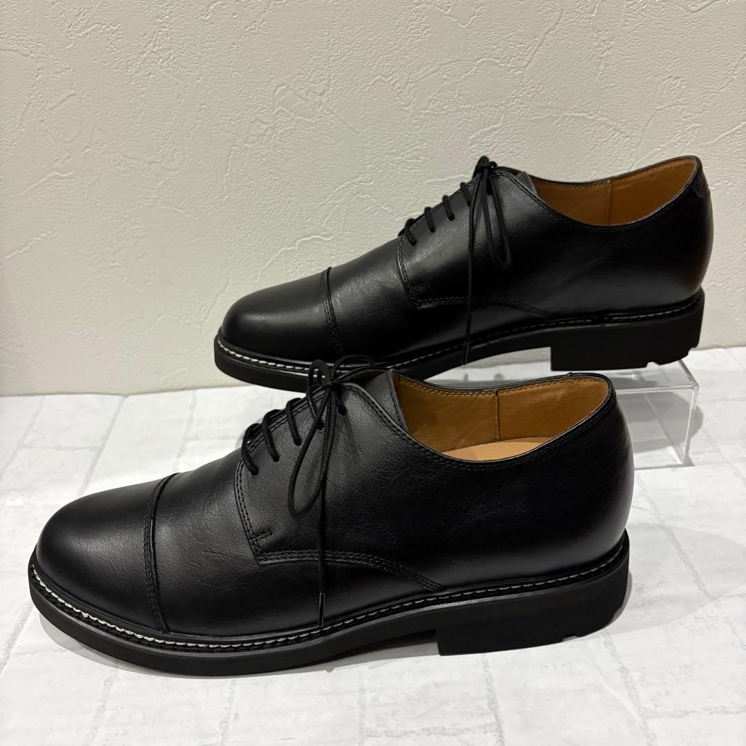 試着程度✨ WYM 本革 プレーントゥ ダービー XL 黒 ストレートチップ