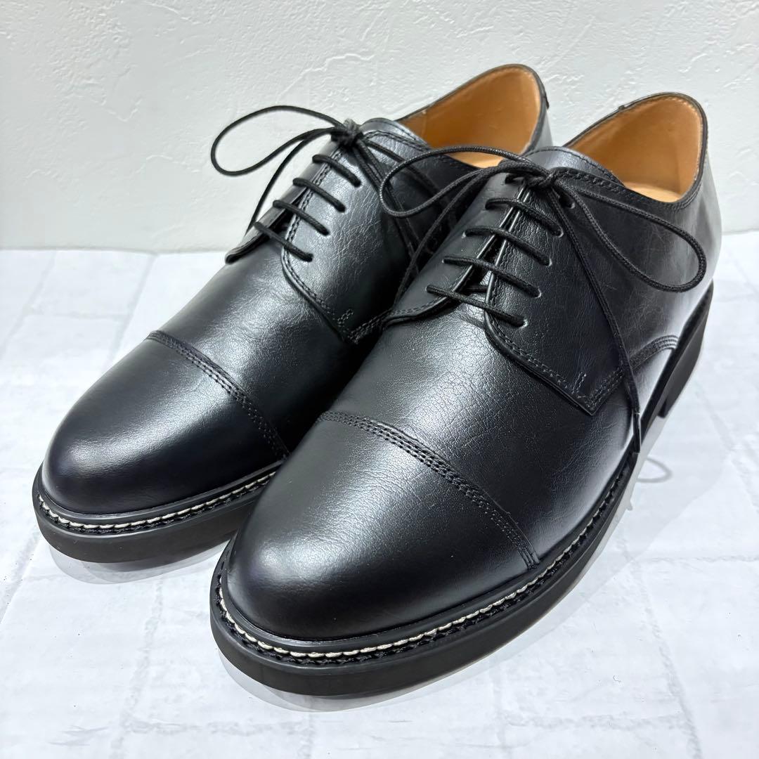 試着程度✨ WYM 本革 プレーントゥ ダービー XL 黒 ストレートチップ