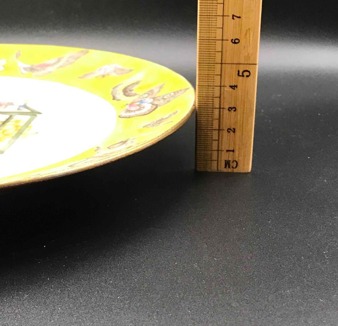 中国古美術　大清道光年製　在銘　粉彩琺瑯彩 西洋人物バタフライ紋皿(A-5)