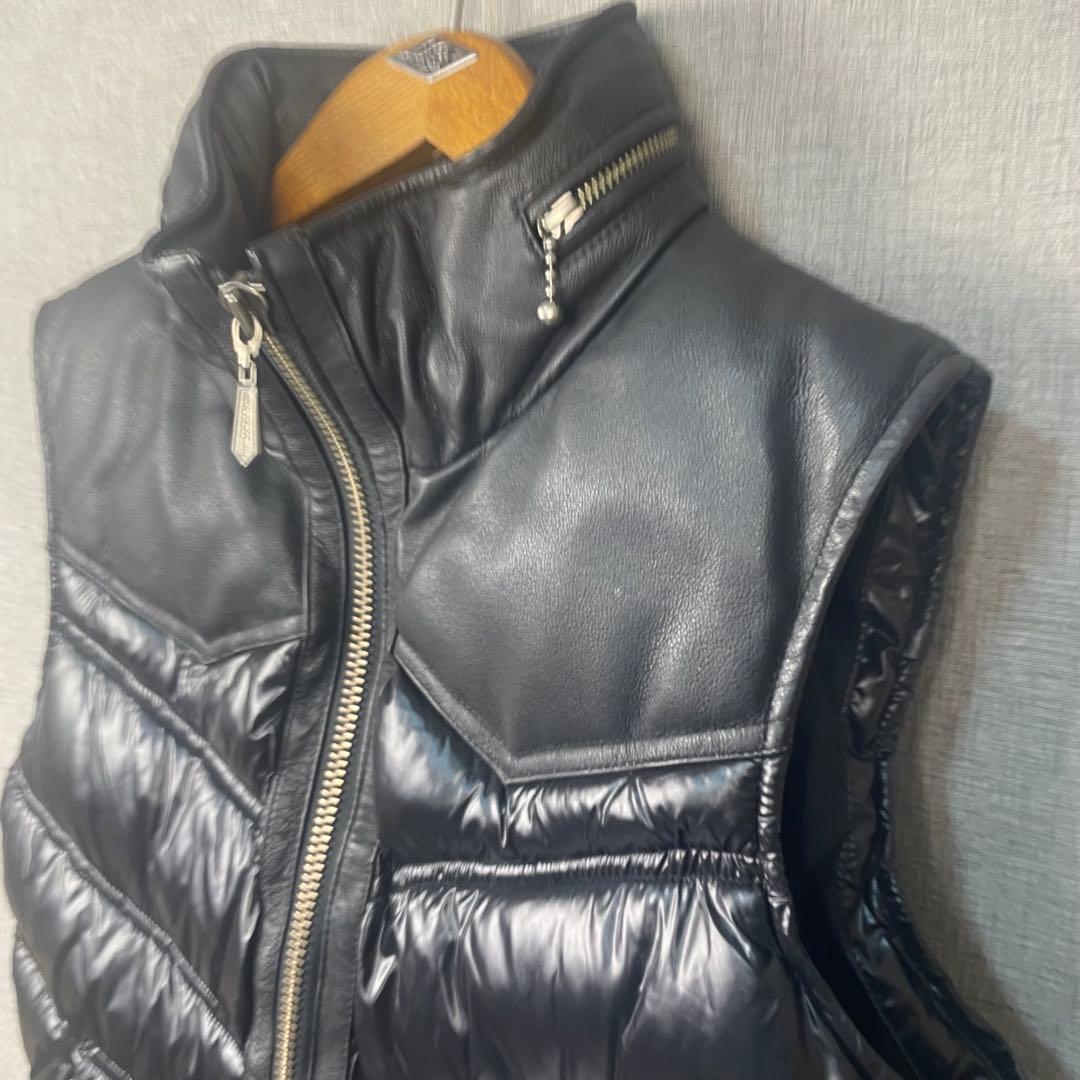 JACKROSE ジャックローズ　豚革　ブラック レザー ダウンベスト L
