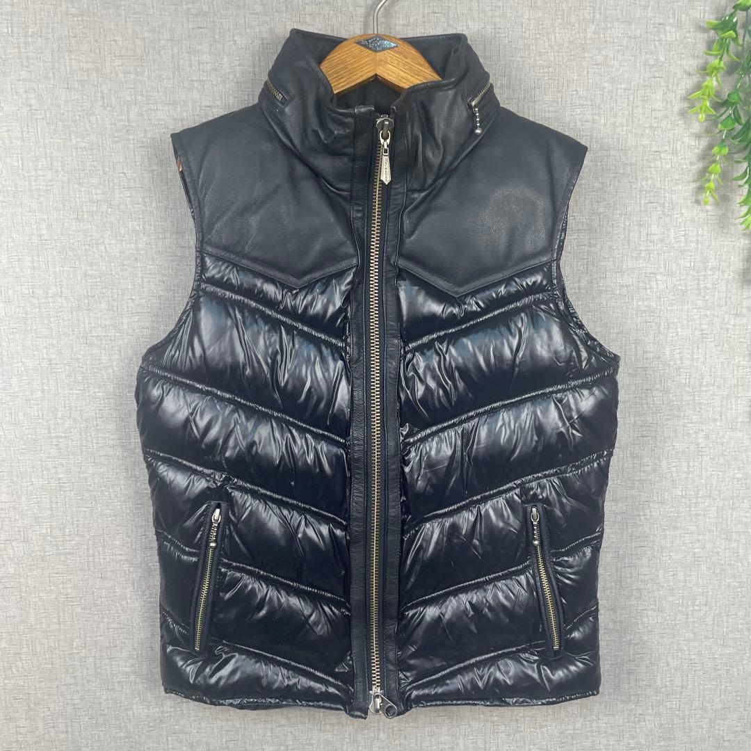 JACKROSE ジャックローズ　豚革　ブラック レザー ダウンベスト L