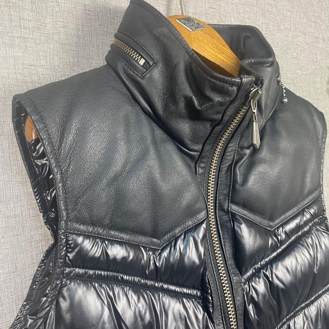 JACKROSE ジャックローズ　豚革　ブラック レザー ダウンベスト L