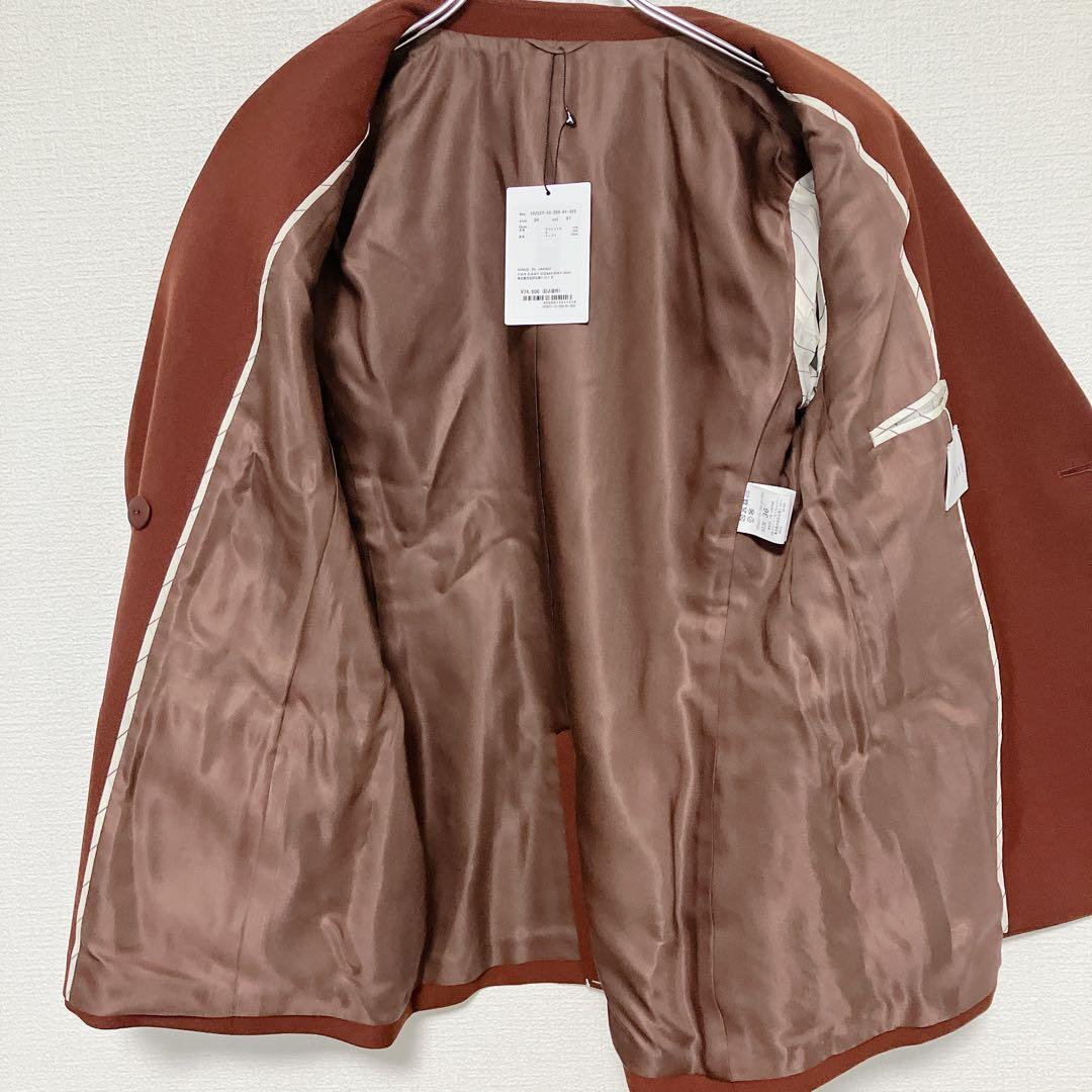 25AW【新品】アナイ　マットクロスピークドラペル ジャケット　ブラウン　36