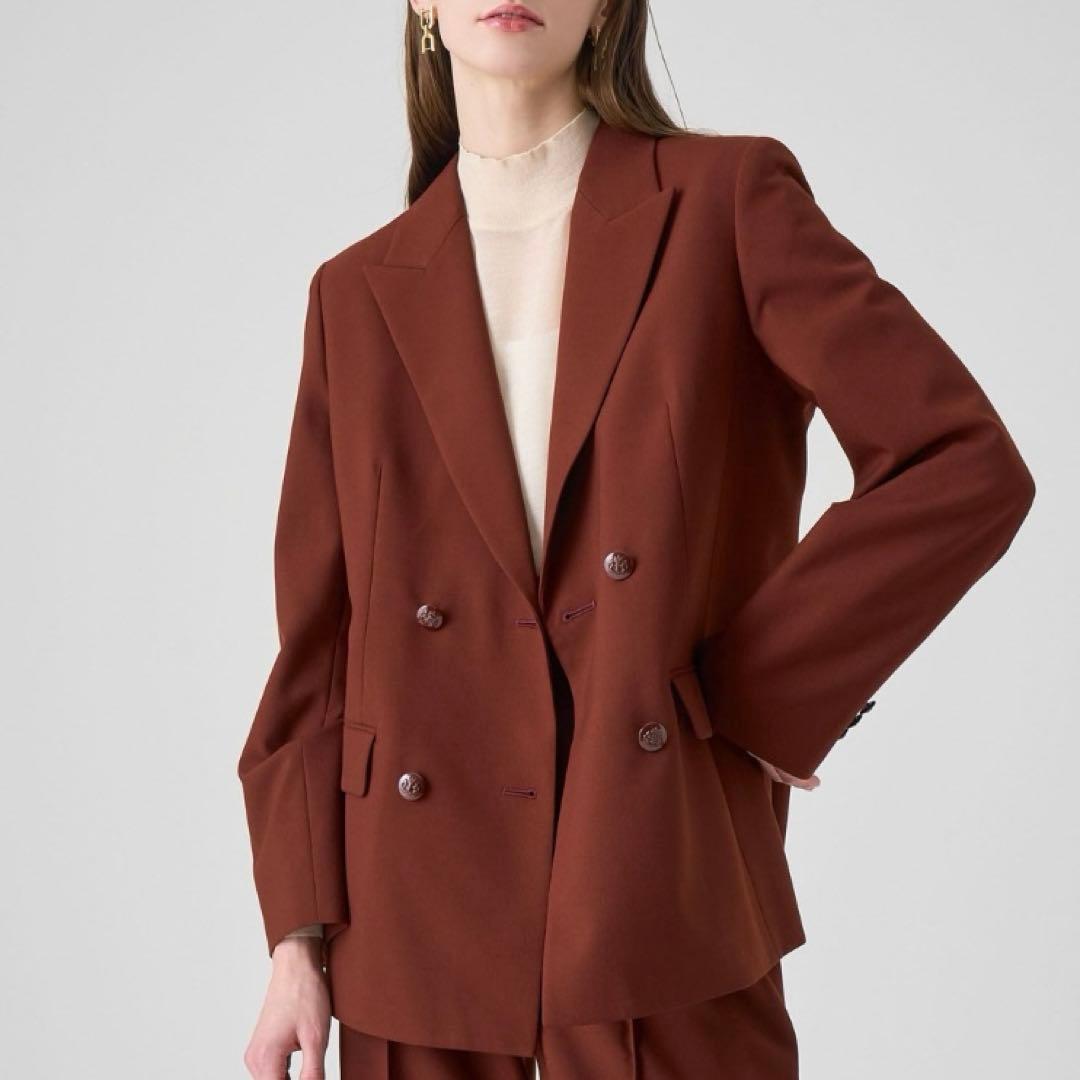 25AW【新品】アナイ　マットクロスピークドラペル ジャケット　ブラウン　36